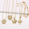 Pendant Necklace Copper Real Gold Plated Love Fivepointed Star Heart Geometric Hiphop Ochain Unisex