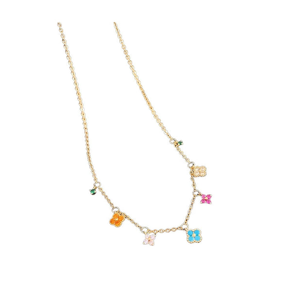 Pendant Necklace Copper 225 Silver Real Gold Electroplated Zirconia Retro Flower Style Clavicle Chain For Women