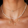 Pendant Necklace Copper Titanium Steel Vacuum Plated Minimalist Style Mixed Gemstone Inlay O Chain For Women