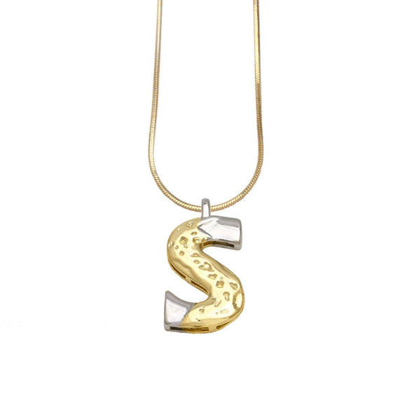 Pendant Necklace Copper Twocolor Goldplated With Letter Pattern For Women