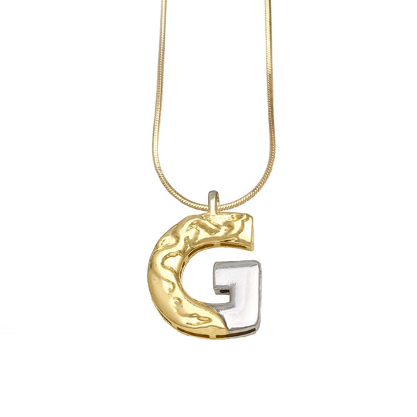 Pendant Necklace Copper Twocolor Goldplated With Letter Pattern For Women