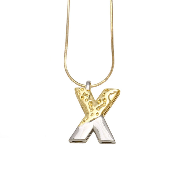 Pendant Necklace Copper Twocolor Goldplated With Letter Pattern For Women