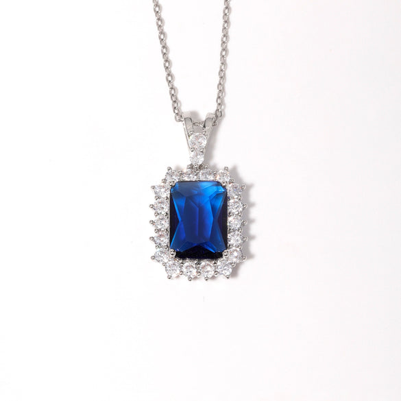 Pendant Necklace Copper U Shape Microinlaid Zircon Minimalist Geometric