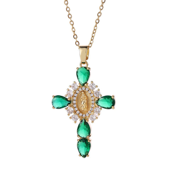 Pendant Necklace Copper With Zirconia Geometric Style