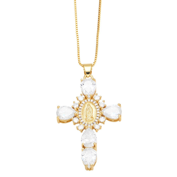 Pendant Necklace Copper With Zirconia Geometric Style