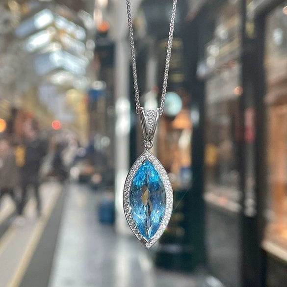 Pendant Necklace Copper Zircon Mixed Gem Inlay Geometric Horseeye For Women