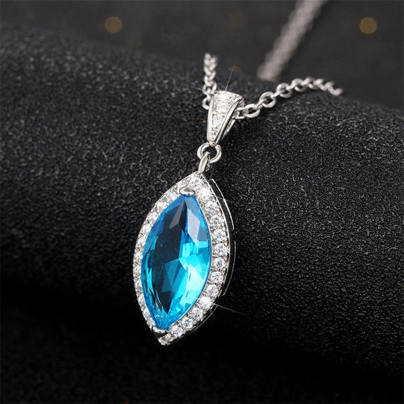 Pendant Necklace Copper Zircon Mixed Gem Inlay Geometric Horseeye For Women
