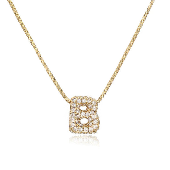 Pendant Necklace Copper Zirconia Letter Hip Hop Box Chain Women's