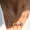 Pendant Necklace Copper Zirconium Birthstone Cross Electroplating Ochain For Women