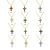 Pendant Necklace Copper Zirconium Birthstone Cross Electroplating Ochain For Women