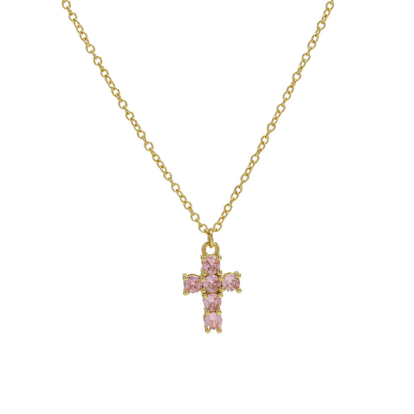 Pendant Necklace Copper Zirconium Birthstone Cross Electroplating Ochain For Women