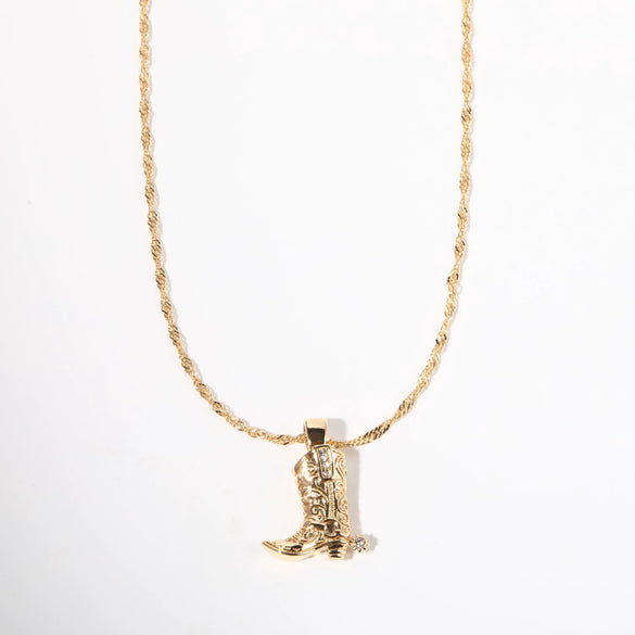 Pendant Necklace Cowboy Boots Style Copper Electroplated Jewelry