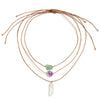 Pendant Necklace Crystal Wax Thread Stone Geometric Style