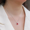 Pendant Necklace Cultured Ruby Cultured Emerald S925 Silver Geometric Style Set With Diamonds