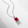 Pendant Necklace Cultured Ruby Cultured Emerald S925 Silver Geometric Style Set With Diamonds