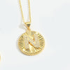 Pendant Necklace Disc Copper Mixed Gemstone Setting Electroplating Letters Numbers Text Style Unisex