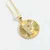 Pendant Necklace Disc Copper Mixed Gemstone Setting Electroplating Letters Numbers Text Style Unisex