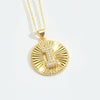 Pendant Necklace Disc Copper Mixed Gemstone Setting Electroplating Letters Numbers Text Style Unisex