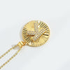 Pendant Necklace Disc Copper Mixed Gemstone Setting Electroplating Letters Numbers Text Style Unisex