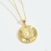 Pendant Necklace Disc Copper Mixed Gemstone Setting Electroplating Letters Numbers Text Style Unisex