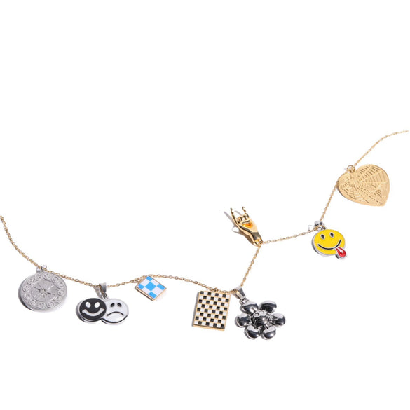 Pendant Necklace Diy Accessories Zircon Pendant Eye Constellation Tarot Pendant Titanium Steel Geometric Diamond Gold Plated