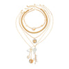 Pendant Necklace Fake Pearl Alloy Geometric Heart Shape Electroplating For Women
