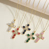Pendant Necklace Female Niche Fashion Cross Virgin Portrait Copper Mixed Gem Inlay Electroplating Zircon Ochain