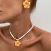 Pendant Necklace Flower Flannel Dripping Oil Clavicle Chain