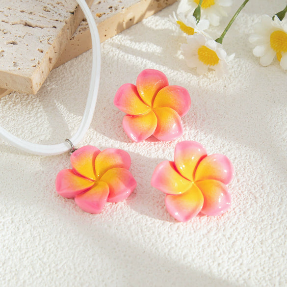 Pendant Necklace Flower Flannel Dripping Oil Clavicle Chain