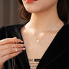 Pendant Necklace Flower Pattern Motherofpearl Real Gold Electroplated Copper 925 Silver Zirconia Women's Light Luxury Style