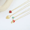 Pendant Necklace For Women Copper Geometric Shape Mixed Gemstone Setting Electroplating Heart Envelope Love Lock Design