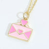 Pendant Necklace For Women Copper Geometric Shape Mixed Gemstone Setting Electroplating Heart Envelope Love Lock Design