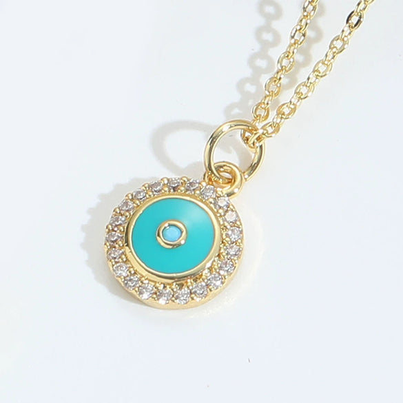 Pendant Necklace For Women Copper Geometric Shape Mixed Gemstone Setting Electroplating Heart Envelope Love Lock Design