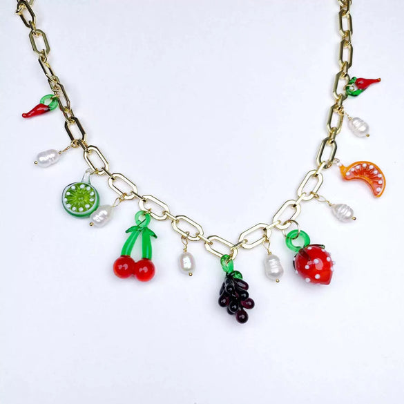 Pendant Necklace Fruit Pattern Copper Electroplating