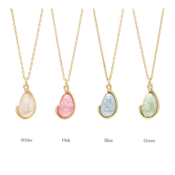 Pendant Necklace Geometric Fresh Green Titanium Steel Plated 18K Gold For Women