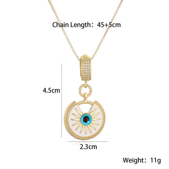 Pendant Necklace Gold Plated Copper Geometric Oil Drop Devil's Eye Retro