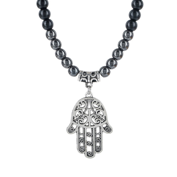 Pendant Necklace Hand Of Fatima Geometric Black Sand Black Gallstone Alloy Electroplated Unisex O Chain
