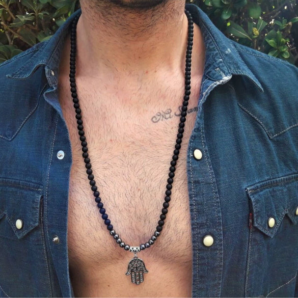 Pendant Necklace Hand Of Fatima Geometric Black Sand Black Gallstone Alloy Electroplated Unisex O Chain