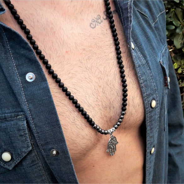 Pendant Necklace Hand Of Fatima Geometric Black Sand Black Gallstone Alloy Electroplated Unisex O Chain