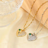Pendant Necklace Heart Shape Copper Inlaid Zircon Electroplated