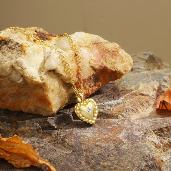 Pendant Necklace Heart Shape Copper 14K Gold Plated Electroplating For Women