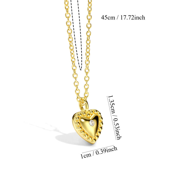 Pendant Necklace Heart Shape Copper 14K Gold Plated Electroplating For Women