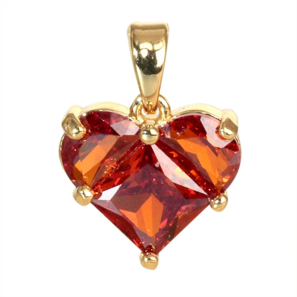 Pendant Necklace Heartshaped Copper Microinlaid Colorful Zircon Electroplating