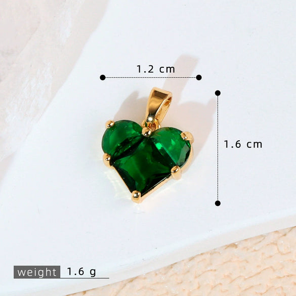 Pendant Necklace Heartshaped Copper Microinlaid Colorful Zircon Electroplating