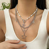 Pendant Necklace Hip Hop Star Shape Geometric Imitation Pearl Metal Zinc Alloy Iron Electroplating Ball Chain