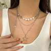 Pendant Necklace Hip Hop Star Shape Geometric Imitation Pearl Metal Zinc Alloy Iron Electroplating Ball Chain
