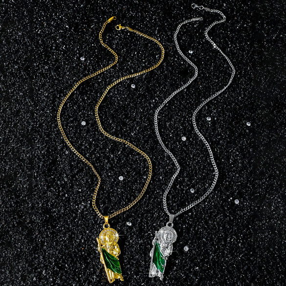 Pendant Necklace Hiphop Creative Religious Style With Cartoon Characters Zinc Alloy Electroplating For Men