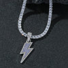 Pendant Necklace Hiphop Disco Lightning Style Copper Alloy With Diamond Geometric Design For Men And Women