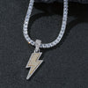 Pendant Necklace Hiphop Disco Lightning Style Copper Alloy With Diamond Geometric Design For Men And Women