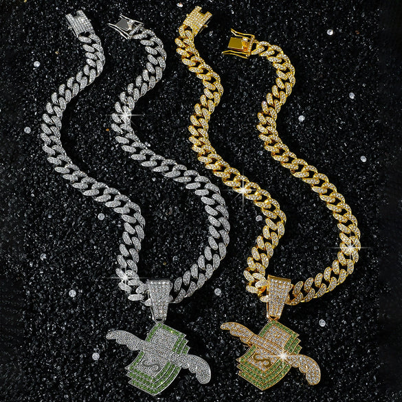 Pendant Necklace Hiphop Style Alloy Dollar Wings Pendant With Animals Zodiac Pattern Electroplated